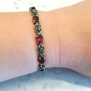 Garnet & Sterling Silver Tennis Bracelet